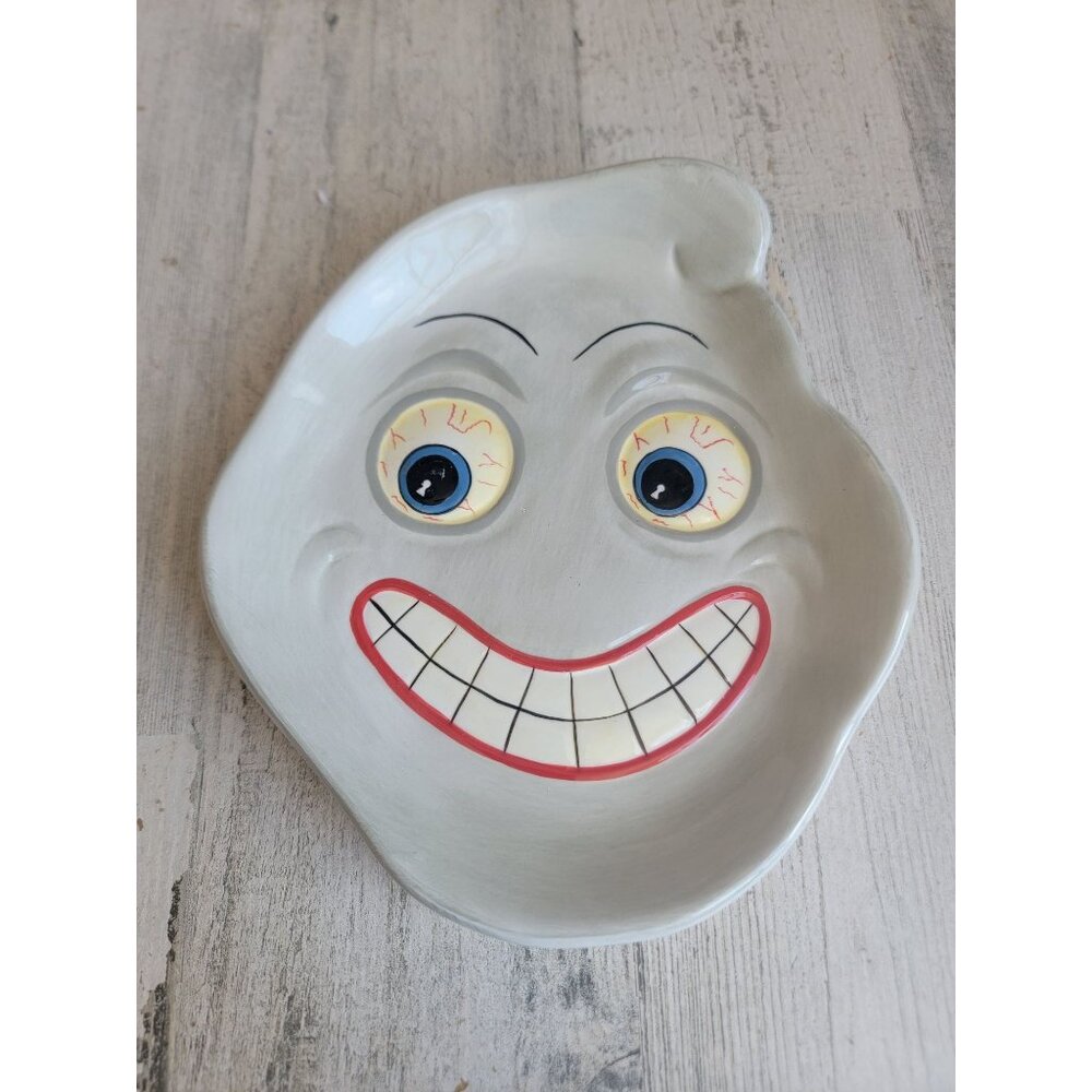 Lillian Vernon ceramic ghost‎ face plate Halloween vintage